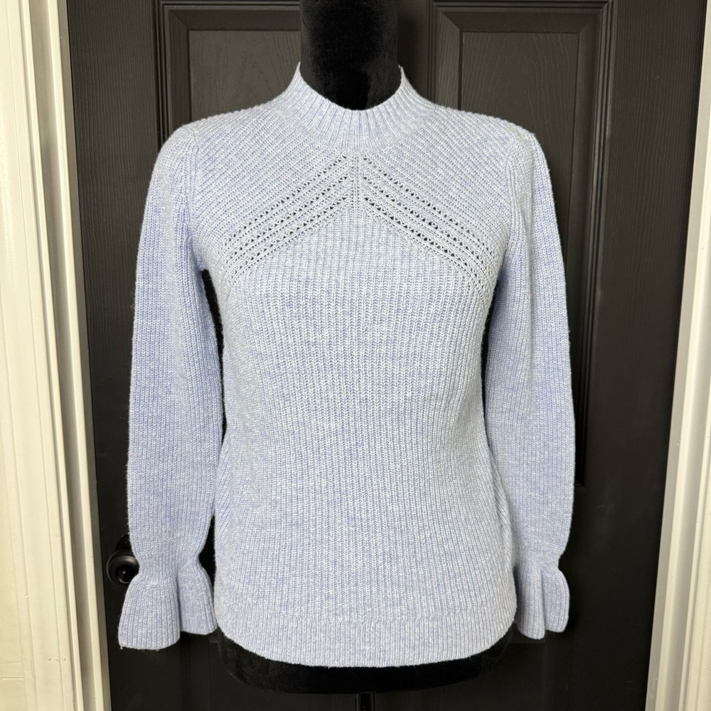 LOFT Light Blue Ribbed Crew Neck Sweater